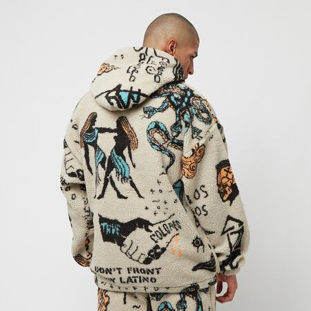 GRIMEY LOST BOYS ALL OVER JACQUARD SHERPA HOODIE CREAM