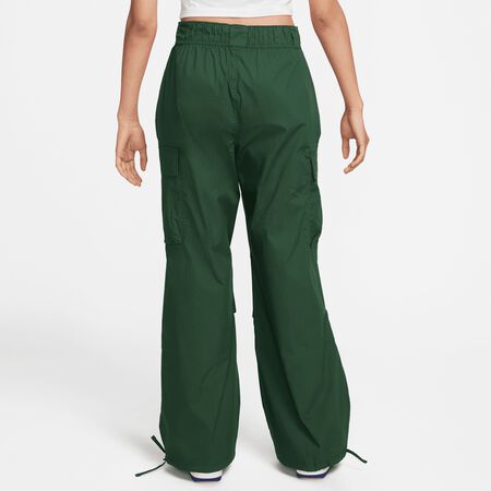 NIKE Sportswear Woven Loose Pants High-Waisted Swoosh dunkelgrün
