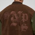 Old English Logo Sherpa Fake Leather Varsity Jacket 